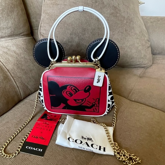 Disney X coach Mickey Mouse Ears BAG KISSLOCK limited Edition Rare Versatile - Picture 1 of 13
